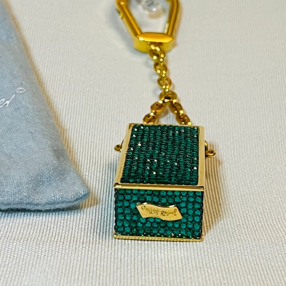 BOX & DUSTER + Judith Leiber Green Crystal Minaudière Keychain Charm - Picture 6 of 7